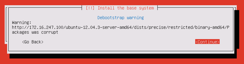 Debootstrap warning Packages was corrupt