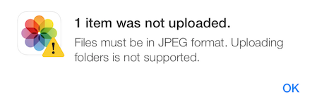 iCloud Photo Library uploading folders is not supported